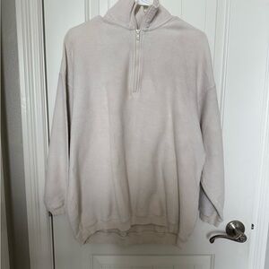 Aerie Women Cream Ribbed Sweatshirt